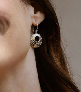 Anna Beck Gold Offset Open Drop Disk Earrings