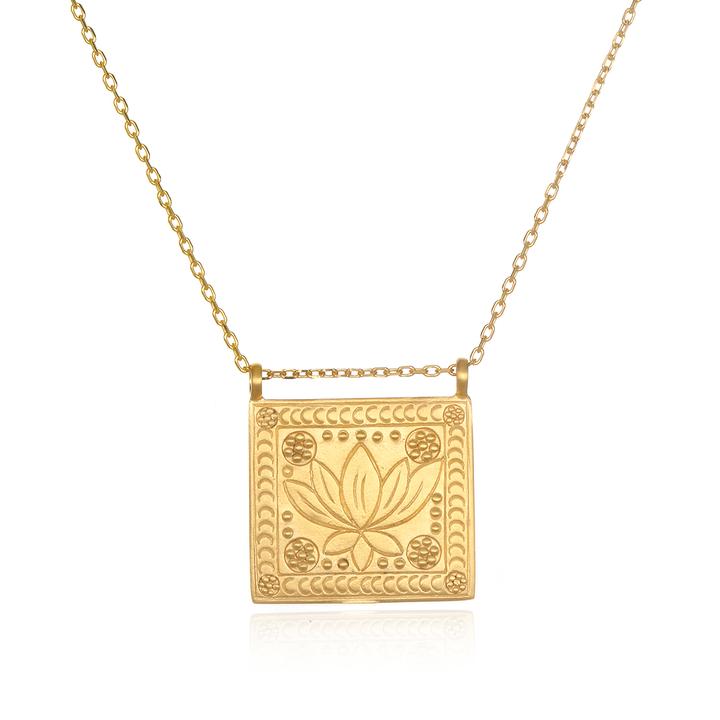 Satya Gold Rectangle Lotus Necklace