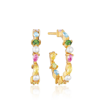 Sif Jakobs Gold Adria Creolo Medio Multi Colour Earrings