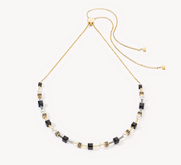 Coeur De Lion Mysterious Gold-Black Cubes and Pearls Necklace
