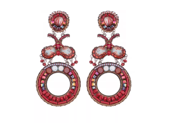 Ayalabar Red Roses Extra Large Adom Earrings