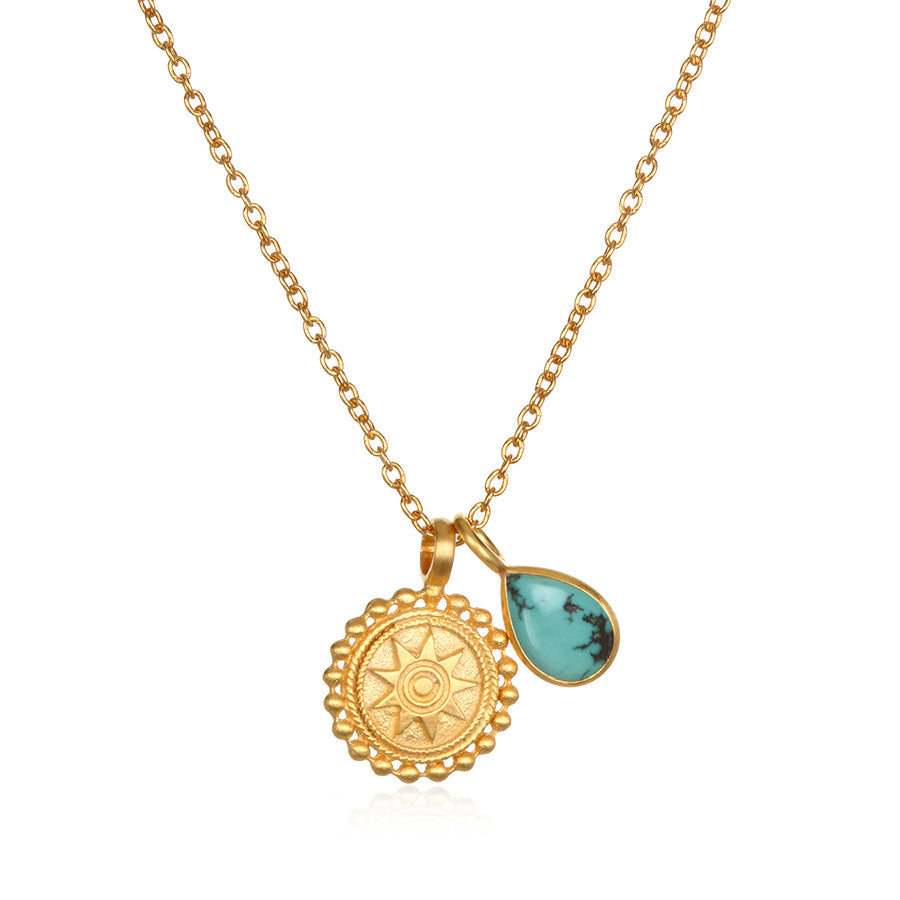 Satya Gold Turquoise December Mandala Necklace