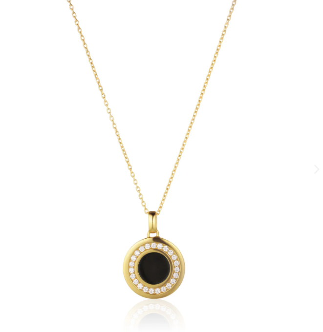 Sif Jakobs Gold Follina Nero Black Disc Necklace