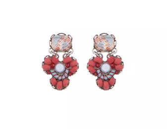 Ayalabar Red Roses Leverback Hook Small Paeonia Earrings