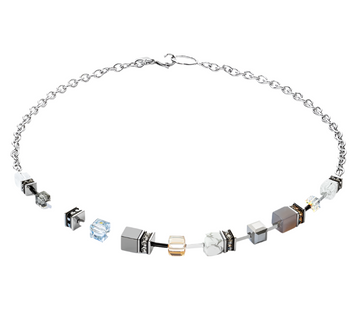 Coeur De Lion GeoCUBE Grey-Beige Iconic Precious Chain Necklace