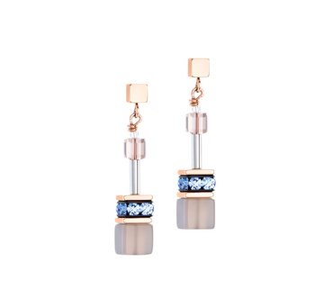 Coeur De Lion Geocube Light Blue and Beige Earrings