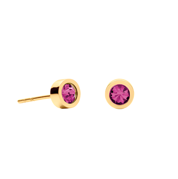 Coeur De Lion Gold Pink Bezel studs