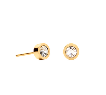 Coeur De Lion Gold White Bezel Studs