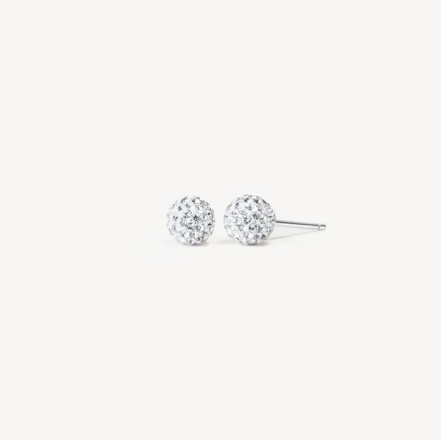 Hillberg And Berk Mini White Sparkle Ball Studs