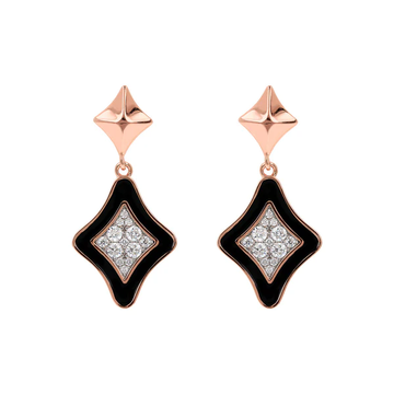 Bronzallure Black Enamel Etoile Drop Earrings