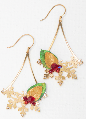 Holly Yashi Gold Boughs of Holly Earrings