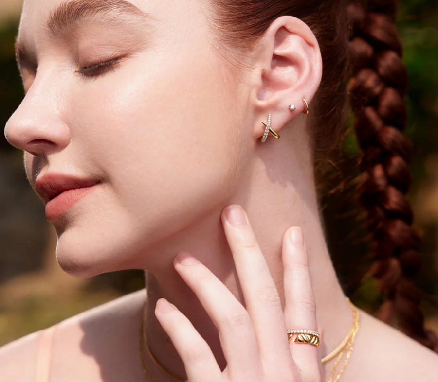 Ania Haie Gold Kiss Polished Pave Studs