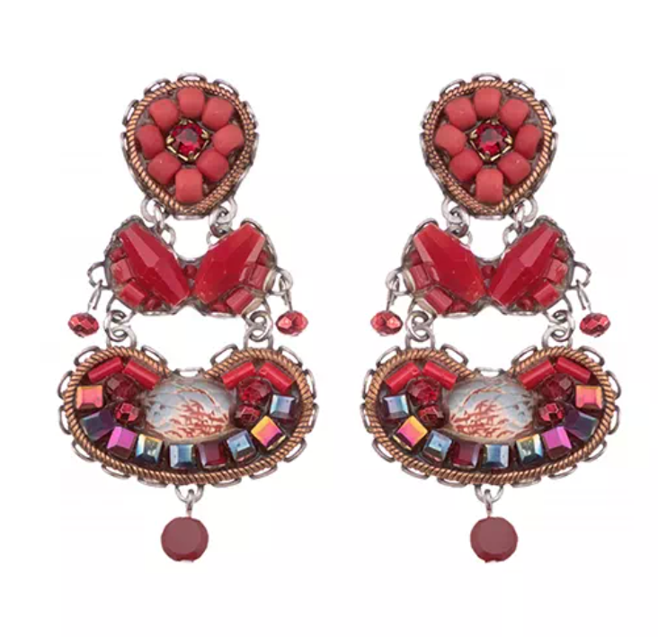 Ayalabar Red Roses Large Cin Earrings