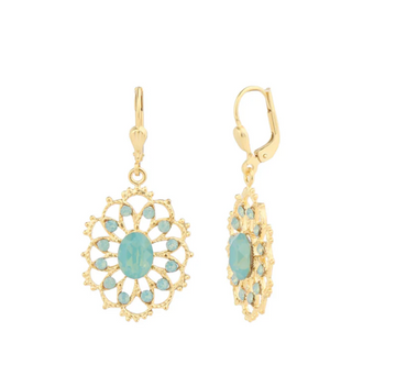 La Vie Parisienne Sea Opal Flower Burst Earrings