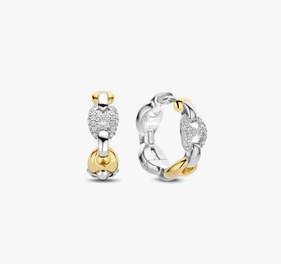 Ti Sento Tone Coffee Bean Pavé Hoop Earrings