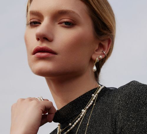 Ania Haie Sparkling Duet Peal Drop Earrings