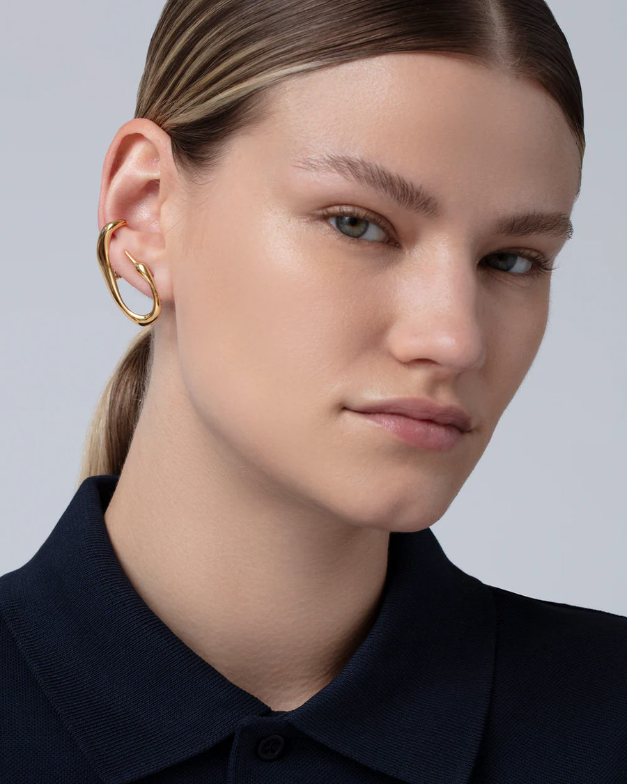 Jenny Bird Gold Egret Climber Earrings