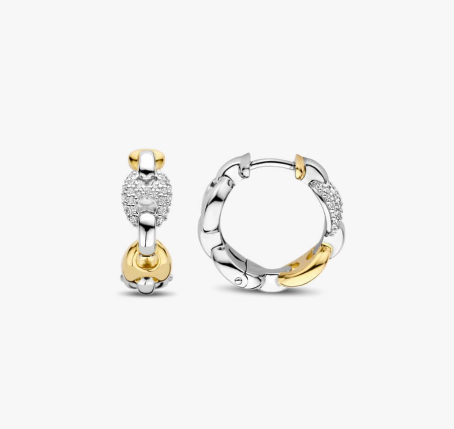 Ti Sento Tone Coffee Bean Pavé Hoop Earrings