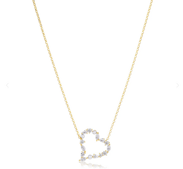 Sif Jakobs Gold Adria Amore CZ Pearl Heart Necklace