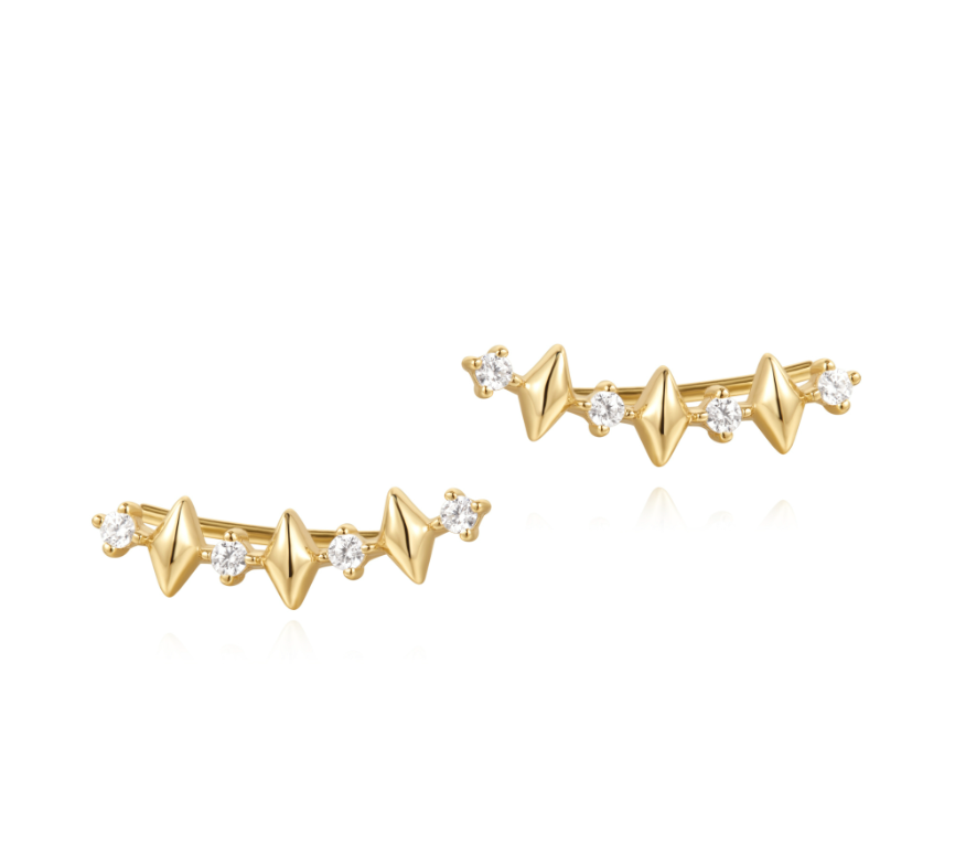 Ania Haie Gold Multi Sparkle Climber Studs