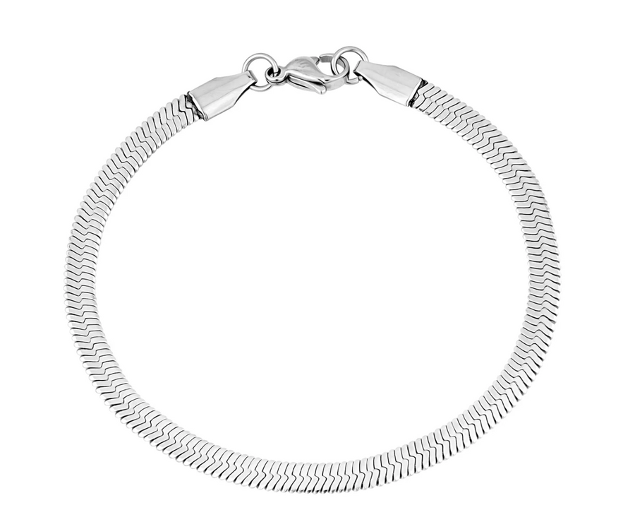 A.R.Z Steel 4mm Herringbone Bracelet 7 Inches