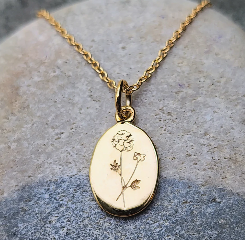 Heart And Lotus Gold Violet February Birthflower Necklace