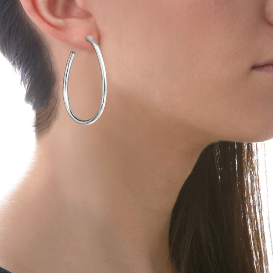Marseille Sterling Silver Large Oval Loop Hoops