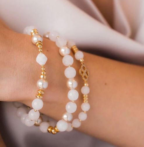 Beblue 'Be Intuitive' White Agate Gold Bracelet