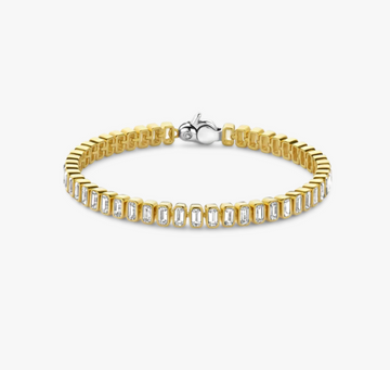 Ti Sento Gold Emerald Cut Tennis Bracelet