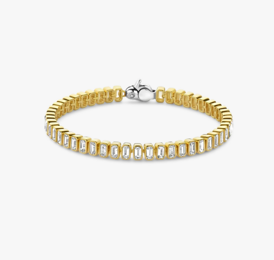 Ti Sento Gold Emerald Cut Tennis Bracelet