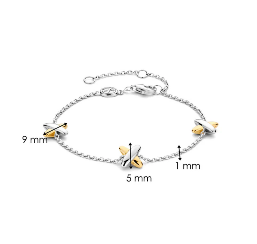 Ti Sento Two Tone Kisses Charm Bracelet