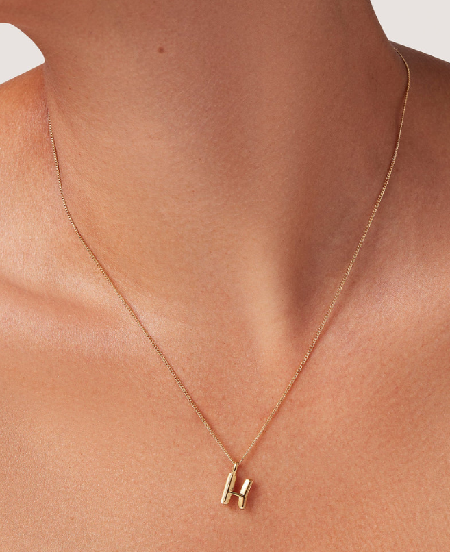 Jenny Bird Small Gold Monogram H Necklace