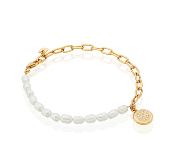 Anna Beck Gold Pearl and Chain Charm Bracelet