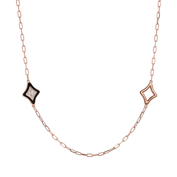 Bronzallure Stationed Etoile with Necklace With Black Enamel