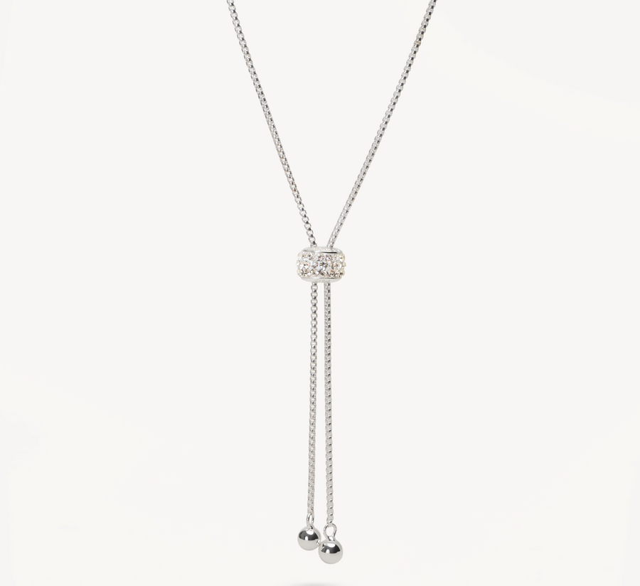 Hillberg And Berk Silver Bolo Tie Sparkle Necklace