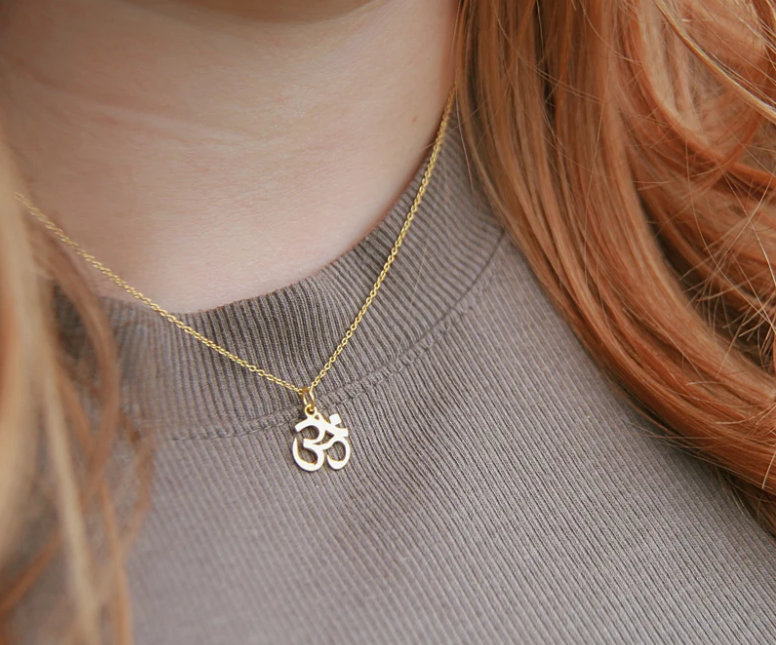 Heart And Lotus Gold Ohm Necklace