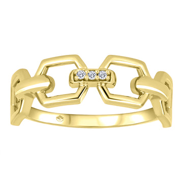 The Vault 10k Yellow Gold 0.015ctw Lab Diamond Chain Link Ring Sz 6