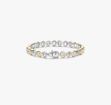 Ti Sento Two Tone CZ Bezel Link Bracelet