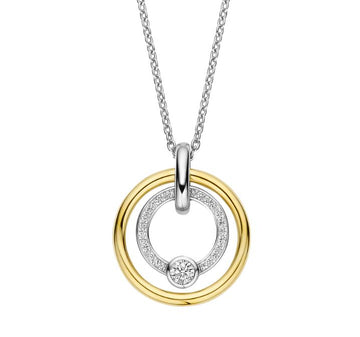 Ti Sento Two Tone CZ Concentric Circles Necklace