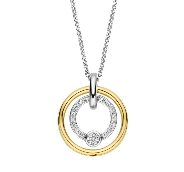 Ti Sento Two Tone CZ Concentric Circles Necklace