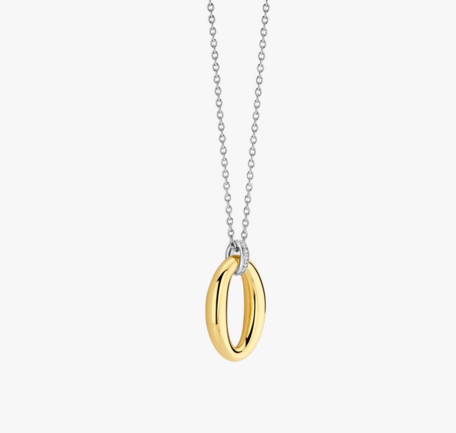 Ti Sento Two Tone Oval Pendant Necklace