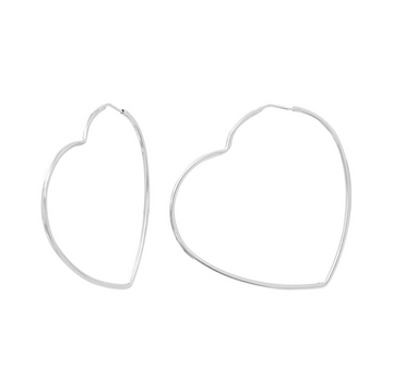 Marseille Sterling SIlver Large Heart Hoops