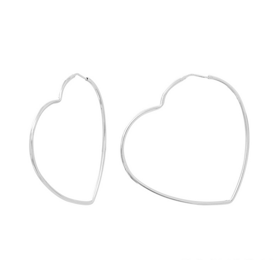 Marseille Sterling SIlver Large Heart Hoops