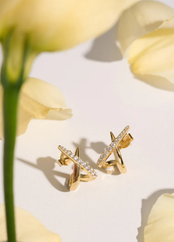 Ania Haie Gold Kiss Polished Pave Studs