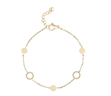 ARZ Gold Circle And Disc Station Bracelet