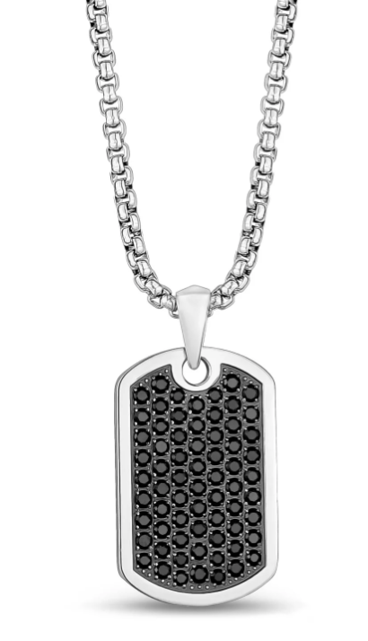 ARZ Steel Iced Out Dog Tag 24 Inches