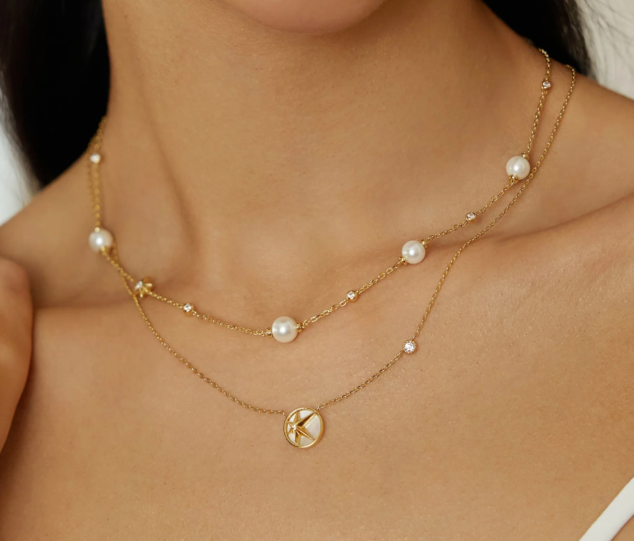 Ania Haie Gold Starry Mother Of Pearl Necklace