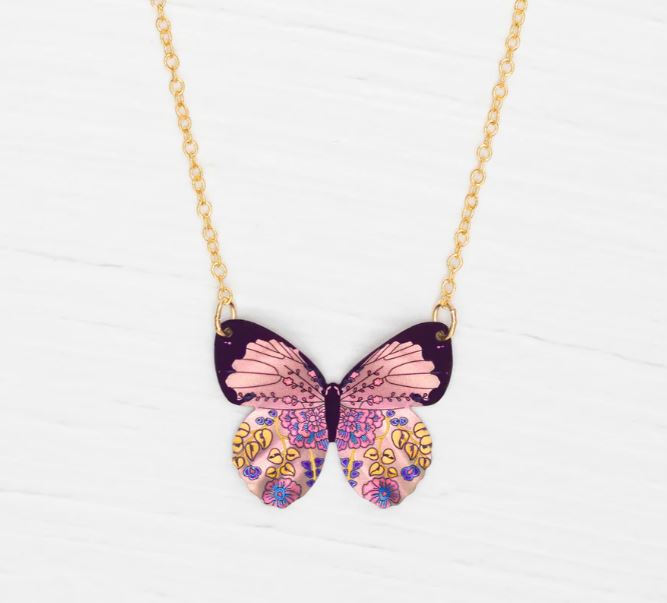 Holly Yashi Pink Blooming Butterfly Necklace