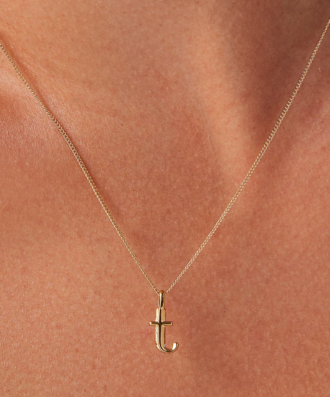 Jenny Bird Small Gold Monogram T Necklace