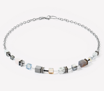 Coeur De Lion GeoCUBE Grey-Beige Iconic Precious Chain Necklace